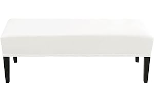 JHLD Upholstered Bench Slipcover, Velvet Dining Room Bench Covers Stretch Bench Seat Protector Elastic Dining Bench Cover For Bedroom, Kitchen-white-Large