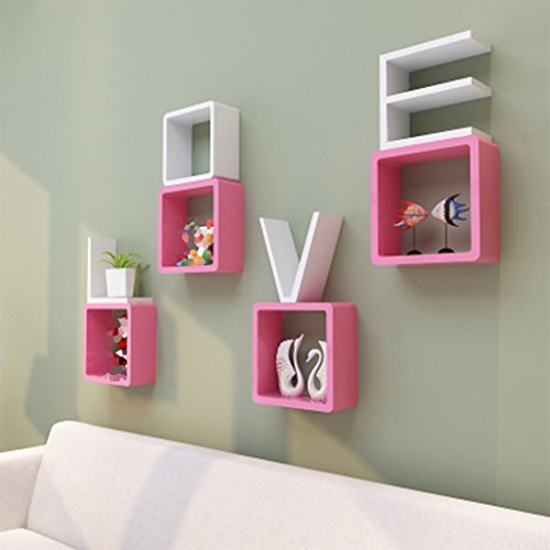 Preisvergleich Produktbild WEI Wandregale Wohnzimmer Tv Wandschrank Zimmer Bedside Regale,Rosa