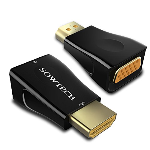 HDMI auf VGA, SOWTECH Vergoldet 1080P HDMI zu VGA Adapter Konverter Stecker (Male zu Female) – Schwarz - 2