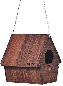 IMKR Wooden Bird House Nest Box for Garden Birds Wood Bird Nest Garden Outdoor Decor for Attracting Birds for Bulbul Sparrow Budgies and Finches Brown 1pcs