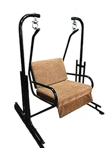 Delight Item Shop Iron Cushion Swing Jhula Chair with Stand for Single Person for Indoor Use (150 kg Capacity)