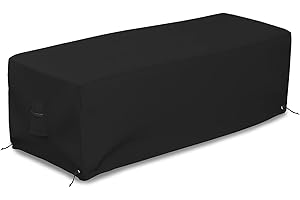 Covers & All Rectangular Fire Pit Cover, Made of 18 Oz Polyester Fabric with Waterproof & UV-Resistant Properties, Available with Sturdy Tie-downs (38" W x 28" D x 17" H Inches, Black)