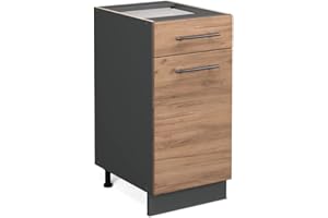 Vicco mobiletto base per cucina Fame-Line, Quercia dorata/Antracite, 40 cm senza piano di lavoro