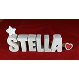Beton, Steinguss Buchstaben 3 D Deko Schriftzug Namen STELLA als Geschenk verpackt! Ein ausgefallenes Geschenk zur Geburt, Taufe, Geburtstag oder auch zu anderen Anlässen.