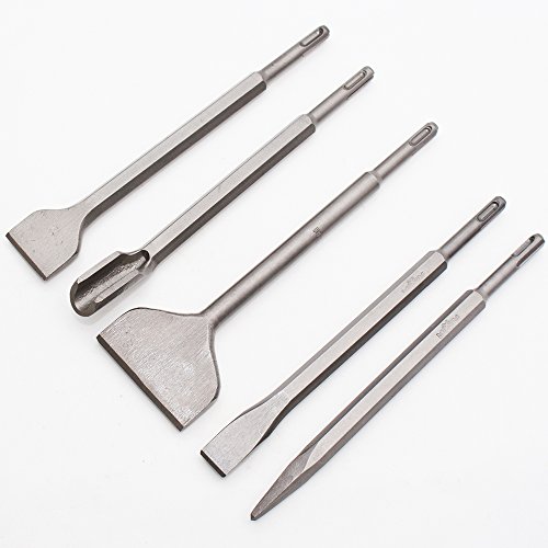 Rexxer (SDS-Plus) Meißel Set 5 tlg Meissel Fliesen Breit Flach Spitz Kanal (250 mm) - 2