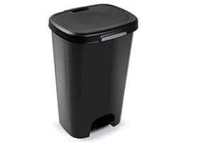 CABLEPELADO Cubo de Basura, plastico Apertura Pedal 50 litros - para la vivienda - Apto para reciclaje - Cubo almacenaje, PP, Ligero y Resistente color negro