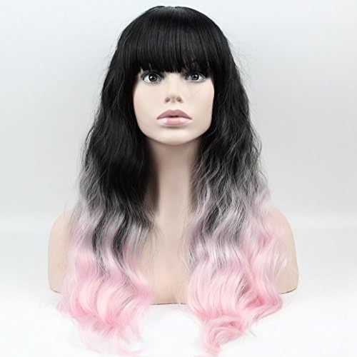 Wiged Black Pink Wig Female Long Hair Wig Bangs To Corn Hot Qi Yaguang Realistic Fashion Wigs Of Instant Noodles,Five Pieces Of Wigs And Nursingstealth Performance Party Of Realistic And Natural Fashion