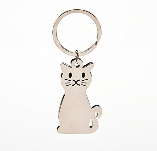Gomaz 1 Piece Personalized Metal Cat Key Chain ,Key Ring
