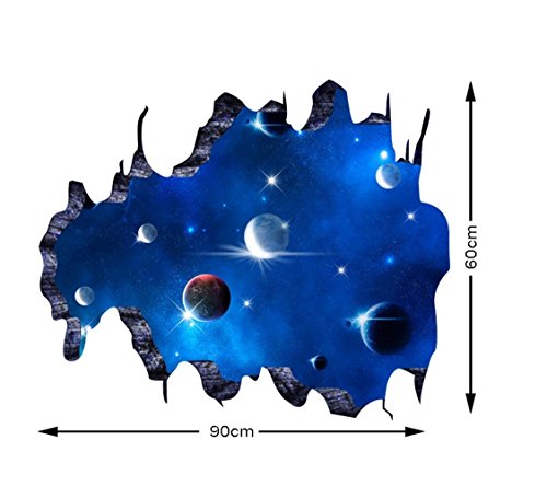 Rainbow Fox 3D Wandaufkleber über Space Planeten Wand Abziehbilder Kunst für Schlafzimmer Hauptdekorationen Wandkunst (AF5004)