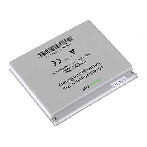 Green Cell® A1175 Laptop Akku für Apple MacBook Pro 15 A1150 A1211 A1226 A1260 2006-2008 (Li-Polymer Zellen 5550mAh 10.8V Silber) - 4