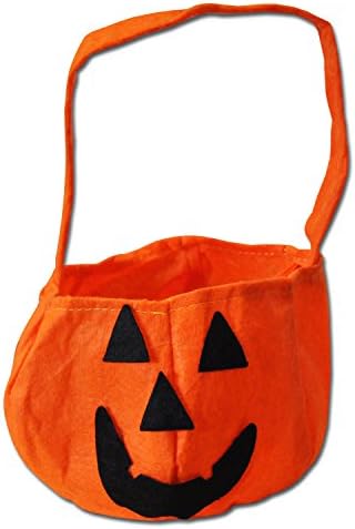 Kids Little Orange Pumpkin Halloween Trick or Treat Childrens Candy Sweets Felt Carry Party Bag