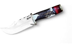 "NovaHaven Jagdmesser aus rostfreiem Stahl mit Darmhaken, 10-Zoll Vollerl-Klinge, Griff aus Hirschhorn, 5-Zoll Klingenlänge, Ideal für Outdoor, Camping und Jagd"
