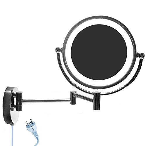 HIMRY® LED Wandspiegel KosmetikSpiegel 8,5 Zoll mit EU-Stecker, 10x Vergrößerung, beleuchtedte Kosmetik Spiegel, Make-up, Rasieren, Badezimmer Spiegel, Spiegel 360 ° drehbar, verstellbare Arm, doppelseitigen Standard und 10 Fach Vergrößerung, KXD3129-10x - 2