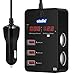 Produktbild Atolla Zigarettenanzünder, Steckdosenleiste, Adapter, KFZ-Ladegerät, 3 Ports, USB + 2 Steckdosen, Spannungsüberwachung, Voltmeter, Testen von Akkus, LED-Anzeige, 12/24 V