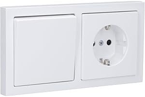 Busch-Jaeger future® linear Komplett-Set: 2000/6 US Wechselschalter Einsatz + 1786-84 Wippe + 20 EUC-84 SCHUKO Schutzkontakt-Steckdose + 1722-84K Abdeckrahmen 2-fach, studioweiß