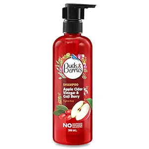 Buds & Berries Apple Cider Vinegar & Gojiberry Anti-Frizz Shampoo for Smooth & Manageable Hair, No Sulphate, No Paraben, 300 ml