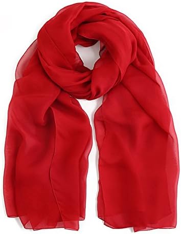 Omysi 71"×43" Large 100% Silk Chiffon Solid Color Shawl Wrap Scarf