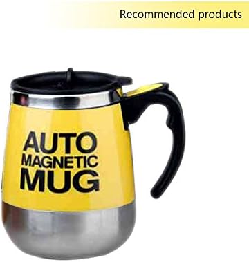 YKMaggie Self Stirring Cup Food Grade Stainless Steel Magnetic Stirring Juice Coffee Office Easy To Carry Black Yellow. yellow