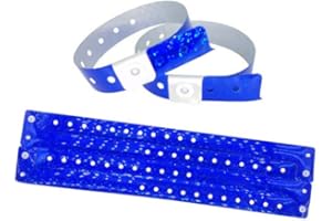 iboo - 100 Pulseras de Plástico Vinilo azul holográficopara Eventos Festivales – Ideal para la seguridad - 25 x 1,6 cm