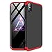 Price comparison product image BCIT iPhone XS Max Cover 360 Degree Protection 3 in 1 Slim PC Cover Shockproof Shell Full Body Coverage Hard Protective Case + Tempered Glass Screen Protector For iPhone XS Max - (Red & Black)
