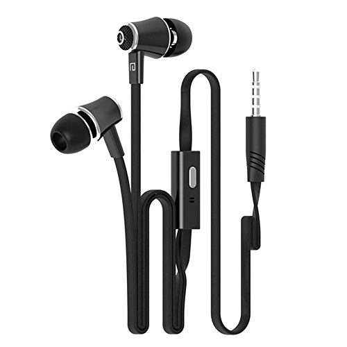 Preisvergleich Produktbild In-Ear verdrahtete Kopfhörer, Dewanxin verdrahtete Earbuds Kopfhörer mit Mikrofon für alle 3,5 mm Schnittstelle Gerät Ohrhörer Noise Cancelling Ohrhörer In Ear Kopfhörer Mit Mikrofon Noise Isolating Ohrhörer Sport Kopfhörer Super Bass Ohrhörer Für iPhone Android (Schwarz)