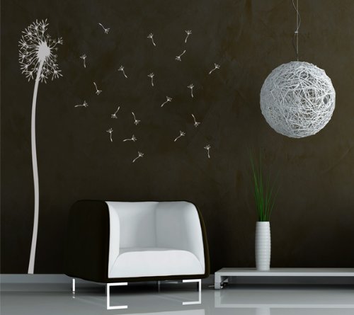 Wandtattoo Pusteblume 3024 Farbe: grau. Sehr grosses Format Breite: ca. 170 cm XXL. Decosticker Wandaufkleber Wandsticker Dekoration wiederablösbar. Günstiger als Bilder oder Gemälde oder Bild