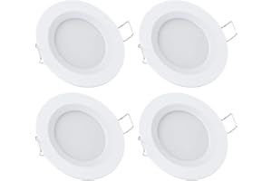 acegoo 4 x Foco Empotrable 12V LED Luz de Techo Downlight 3W 3200K para Caravana Barco Camper Furgoneta Muebles, Blanco cálido(Acabado blanco)