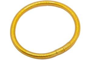 MAJALE Pack de 3 o 5 Pulseras Estilo Pan de Oro para Mujer San Valentín - Brazalete Dorado Brillante - Pulsera Budista Tibetana Kumlai Temple Flexible y Ligera