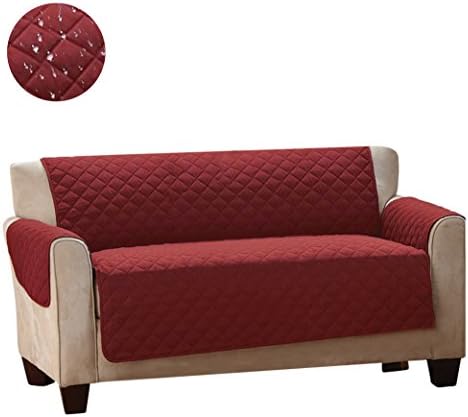 Newmeil Sofa Furniture Protector Sofa Cover Slipcover for Dog Pet Kids Waterproof Durable (Loveseat) (Dark Red)