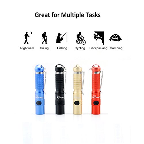 GranVela UltraTac K18 Cree 360 ​​Lumen IPX-8 wasserdichte, bewegliche Mini AAA-Schlüsselanhänger LED-Taschenlampe-Edelstahl - 7