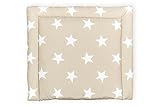 KraftKids Wickelauflage große weiße Sterne auf Beige verschiedene Größen wählbar: 75 x 70 cm / 60 x 70 cm / 78 x 78 cm / 85 x 75 cm - 2