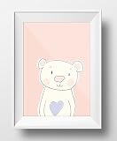 Willkommen Baby-Poster Set – Poster und Kinderzimmer-Dekoration für das Neugeborene mit süßen Tieren für Babies und Kleinkinder, Set aus 7 Stück ohne Rahmen, 13x18cm, Fotopapier, Pastellfarben - 5