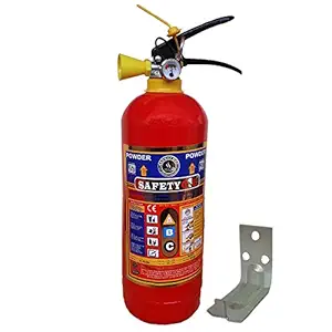 SAFETY ONE ABC Powder Type Fire Extinguisher (2 Kg) with Wall Mount Hook, Red