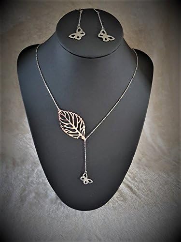 Set of necklace and earrings jewelry earrings all in stainless steel.