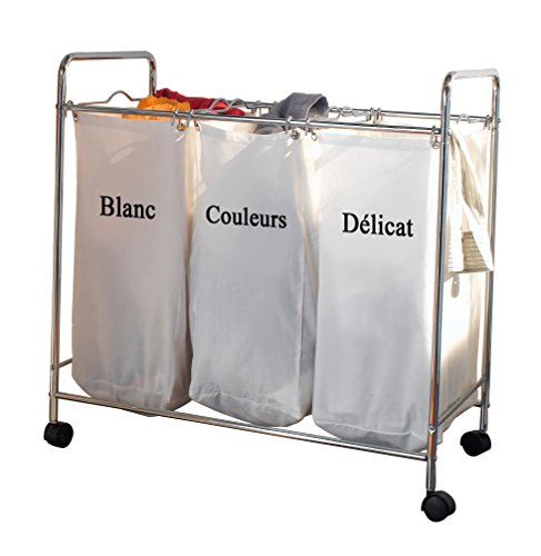 Compactor RAN2594 Nova Wäschesammler, Wäschesortierer mit 3 Fächern, verchromt - 2