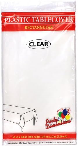 Party Dimensions Single Count Rectangular Plastic Tablecover, 54 by 108-Inch, Clear