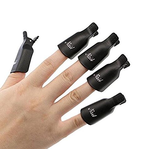 Hosaire 10x Nail Art Tool Soak Off Cap UV Gel Polish Remover Wrap (Black)-Pack of 10