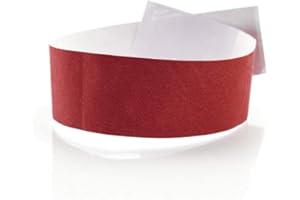 Fun Fan Line - 200 braccialetti di identificazione in carta tyvek con Controllo Numerati e Chiusura adesiva. Intrasferibile e resistente all'acqua. 19 o 25mm. (19mm larghi, Rosso)