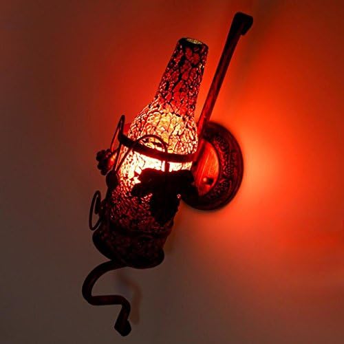 WYQLZ Retro Creative Wine Bar KTV Wall Light Cafe Aisle Corridor Stained Glass Bottle Wall Lamp E14 ( Color : Red )