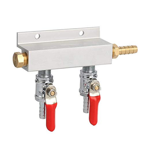 YaeTek Manifold de CO2 2 Way 5/16" Collecteur de gaz Distribution CO2 Splitter de gaz de la bière Muti-Way Home Distributeur de la bière Air Détendeur Splitter pour bière