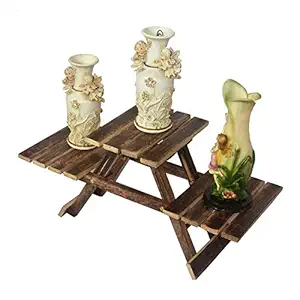 All About Wood Portable Wooden Plant Stand with 3 Decks (Brown, One Size), Pack of 1-24 Inches