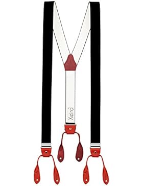 Hochwertige Hosenträger von Xeira® in Vintage UNI & NEON Design mit Lederriemen - Rot, Blau, Orange, Grün, Gelb...