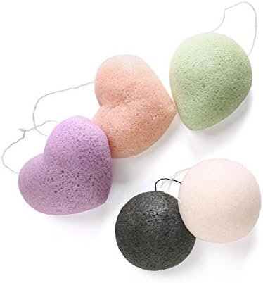 Konjac Sponge - 3 or 5 Pack 100% Pure Natural Extra Soft Konjac Facial and Body Cleansing Sponge Puff for Delicate,Sensitive Skin Even for Newborn Babies (5 Pack)