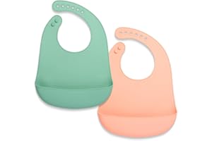 Lilly Moon Silikon Lätzchen Baby, BPA-frei wasserdicht mit Auffangschale, Baby Latz abwaschbar, Silikon Babylätzchen und Kleinkinder Jungen und Mädchen, Babyzubehör