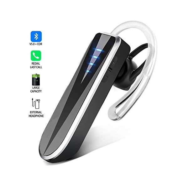 Bluetooth Headset, Handy Freisprech Kopfhörer Binaurales Stereo Drahtlose In-Ear Ohrhörer mit 24 Stunde Spielzeit, Auto Bluetooth Hörmuschel mit Noise Cancelling Mic. für iPhone Samsung Android
