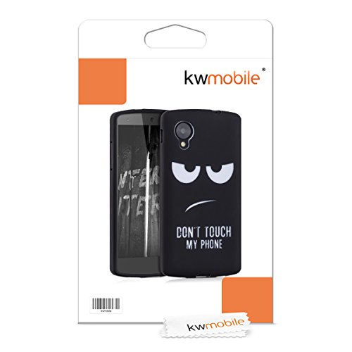 kwmobile Funda para LG Google Nexus 5 - Carcasa de  TPU  para m  vil y dise  o Don t Touch my Phone en  Blanco Negro 