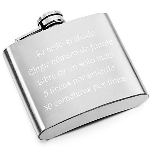 MeMeDIY El Tono De Plata Acero Inoxidable Hip Whiskey Matraz & Embudo Conjunto Set ( 5 oz ) - Grabado personalizado