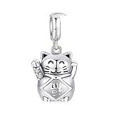 Colgante de plata de ley 925 Maneki-NekoI con circonita cúbica