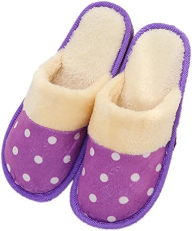 Winter Home Plush Slippers Cotton Warm Faux Fur Slipper Indoor Anti-Slip Shoes for Women Men (5/5.5UK-39/40EU, purple)