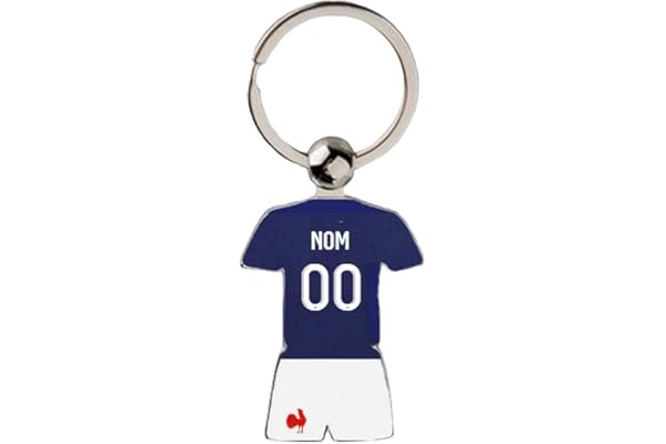 Porte Clé Rugby France CDM 2023 Maillot Domicile Personnalisable avec Nom et Numéro